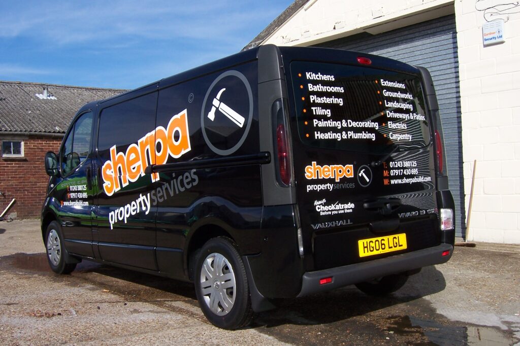 Branded property services van